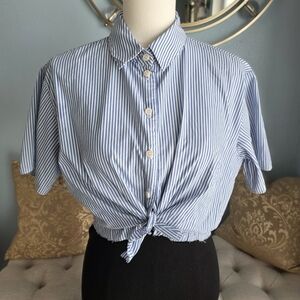 Thakoon Blue & White Tie Blouse